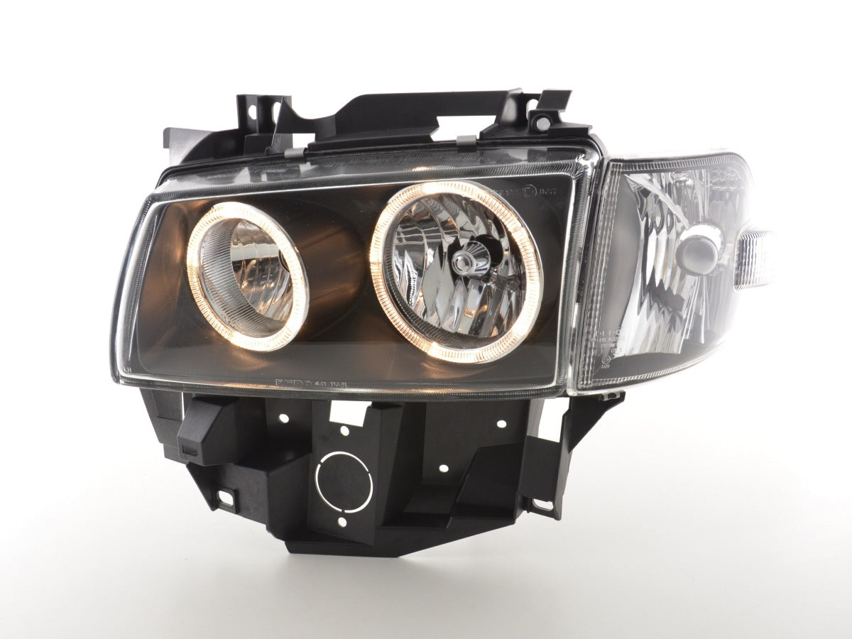Scheinwerfer Set Angel Eyes VW Bus Typ T4 97-02 schwarz Scheinwerfer Set Angel Eyes VW Bus Typ T4 97-02 schwarz
